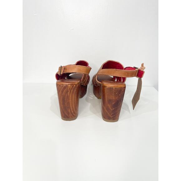 Bed Stu Fontella Heeled Leather Sandal Tan Rustic Slingback Clog NWT 9 - Picture 5 of 7